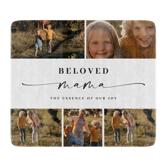 Beloved Mama Mum Happy Mother's Day Photo Collage Cutting Board (Front)
