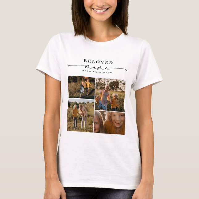 Beloved Mama Mum Happy Mother's Day Photo Collage T-Shirt (Front)