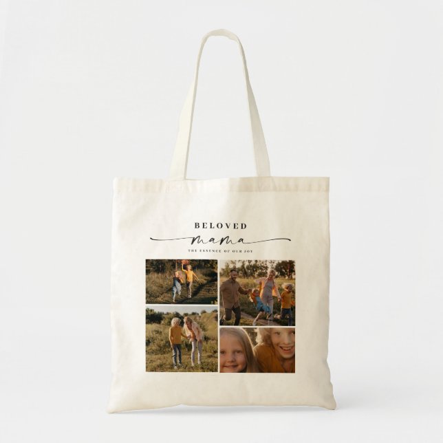 Beloved Mama Mum Happy Mother's Day Photo Collage Tote Bag (Front)