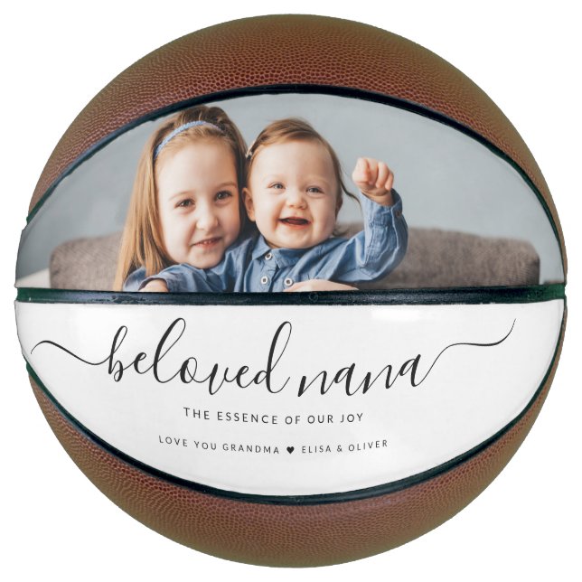 Beloved Nana Grandma Custom Family Photo Keepsake Basketball (Front)