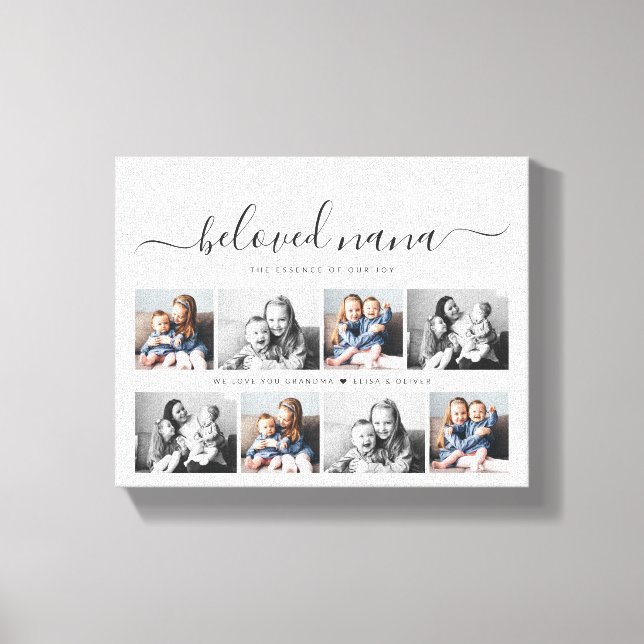 Beloved Nana Grandma Custom Family Photo Keepsake Canvas Print (Front)