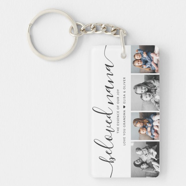 Beloved Nana Grandma Custom Family Photo Keepsake Key Ring (Front)