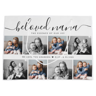 Beloved Nana Grandma Custom Family Photo Keepsake Large Gift Bag