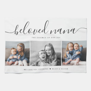 Beloved Nana Grandma Custom Family Photo Keepsake Tea Towel
