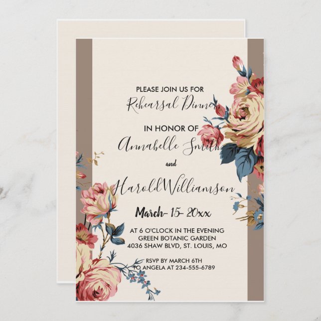beloved Rehearsal Dinner Invitation (Front/Back)