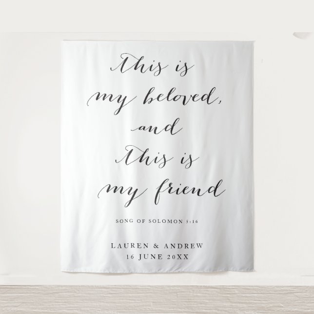Beloved Scripture Wedding Ceremony Backdrop Tapestry (Front)