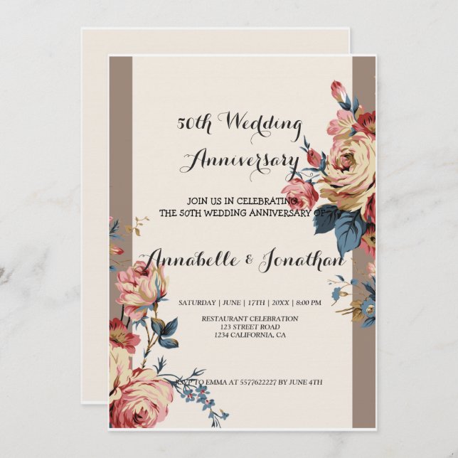 beloved  Wedding Anniversary Invitation (Front/Back)