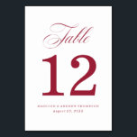 Beloved | Wedding Table Number Cards<br><div class="desc">Add a personalised touch to your wedding reception with our Beloved wedding table number cards. The elegant wedding table numbers feature a beautiful burgundy script font and placeholders for your table number,  names,  and wedding date.</div>