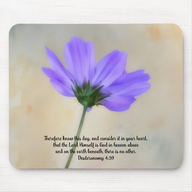 Below a Flower Faith Deuteronomy Bible Verse Mouse Pad (Front)