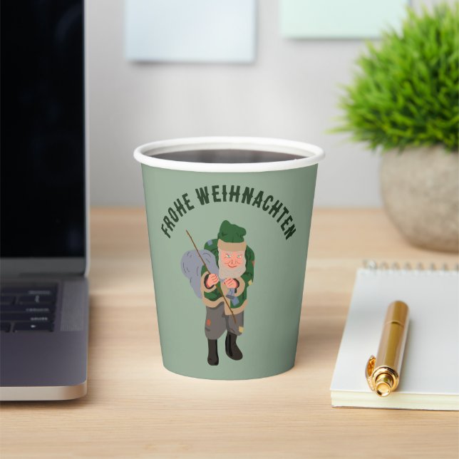 Belsnickel Cartoon Personalised Christmas Paper Cups (Insitu)
