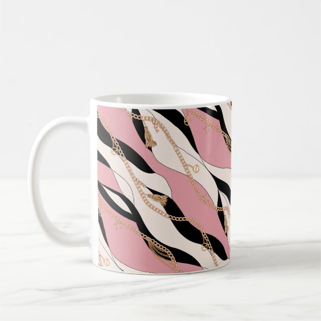 belt chains gold illustration pattern seamless tex coffee mug (Left)