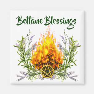 Beltane Blessings Floral Fire Wicca Magnet