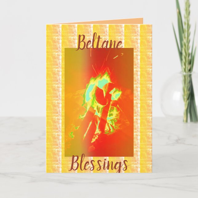 Beltane Blessings in Gold Greeting Card (Front)