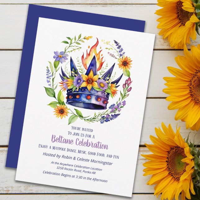 Beltane Fire Crown Summer Floral Sabbat Party Invitation (Beltane Fire Crown Summer Floral Sabbat Party Invitation by the Pagan Holidays shop)