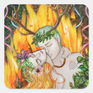 Beltane God & Goddess Wiccan Sabbat Square Sticker