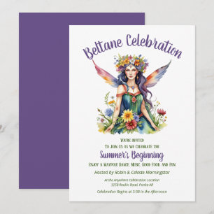 Beltane Summer Fairy Floral Sabbat Party Invitation