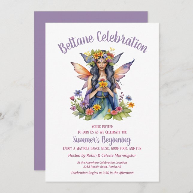 Beltane Summer Fairy Floral Sabbat Party Invitation (Front/Back)