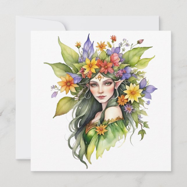 Beltane Summer Fairy Floral Wicca Sabbat  Holiday Card (Front)