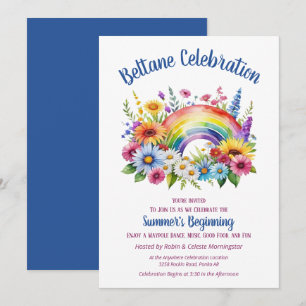 Beltane Summer Floral Rainbow Sabbat Party Invitation