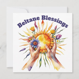 Beltane Summer Floral Sun Sabbat Blessings Holiday Card