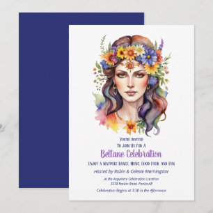 Beltane Summer Goddess Floral Sabbat Party Invitation