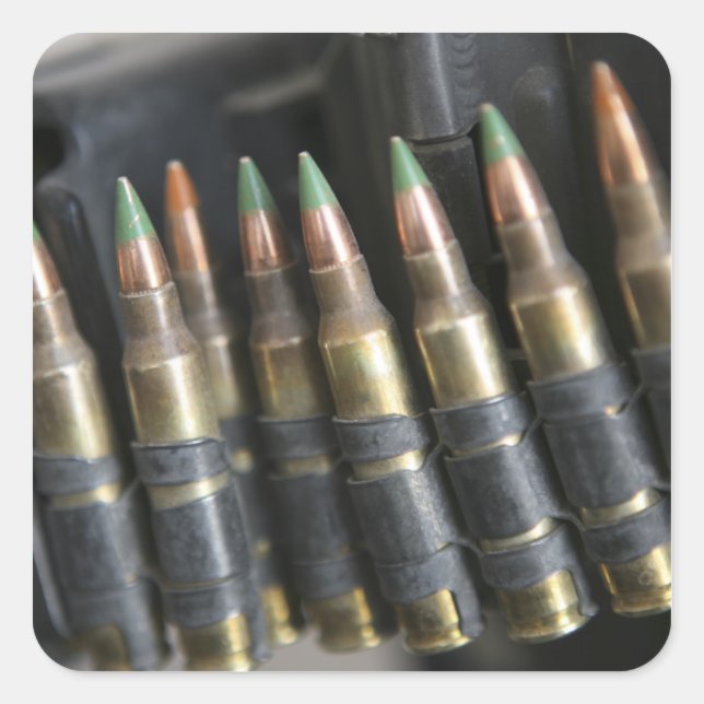 Belted bullets for an M-249 squad automatic wea Square Sticker (Front)