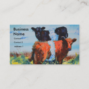 Belted Galloway Bull Calf Painting Business Cards