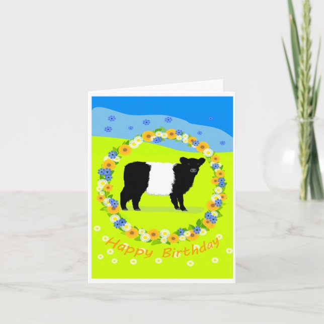 Belted Galloway calf birthday card (Front)