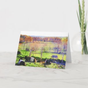 Belted Galloway Cow Herd resting in Autumn Blank Holiday Card