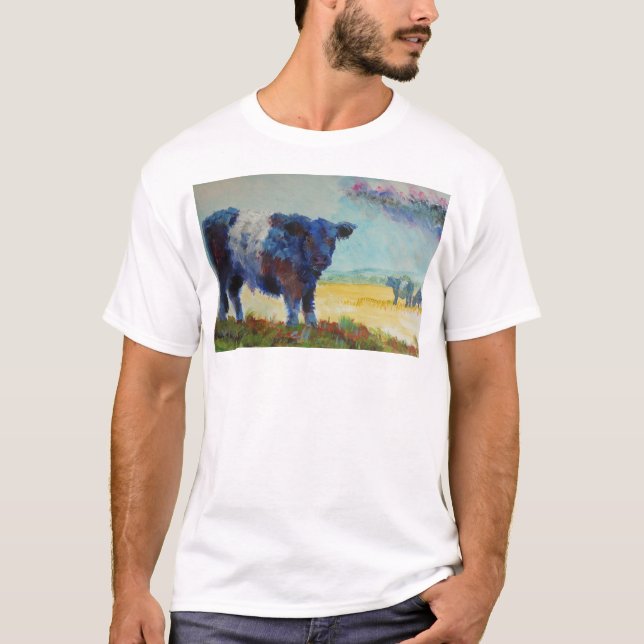 Belted galloway cow on dartmoor painting T-Shirt (Front)