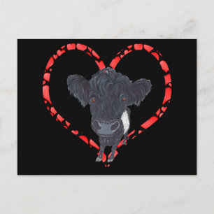BELTED GALLOWAY HEART HOLIDAY POSTCARD