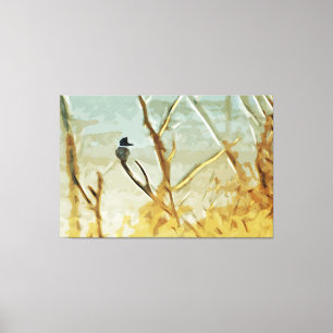 Belted Kingfisher at Rivers Edge Abstract Canvas Print