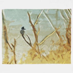 Belted Kingfisher at Rivers Edge Abstract Fleece Blanket