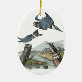 Belted Kingfisher, John Audubon Ceramic Tree Decoration