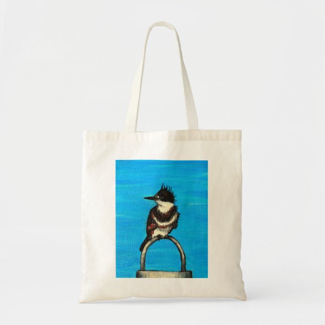 Belted Kingfisher Painting Tote Bag (Front)