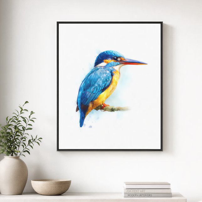 Belted Kingfisher Watercolor Artwork Canvas Print (Creator Uploaded)