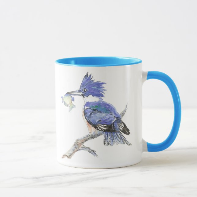 Belted Kingfisher - with fish - Bird Collection Mug (Right)