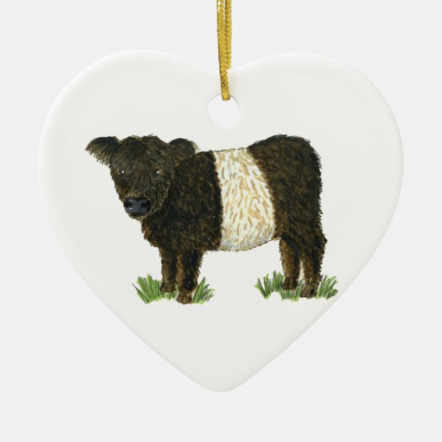 'Beltie' Belted Galloway Ceramic Tree Decoration (Front)