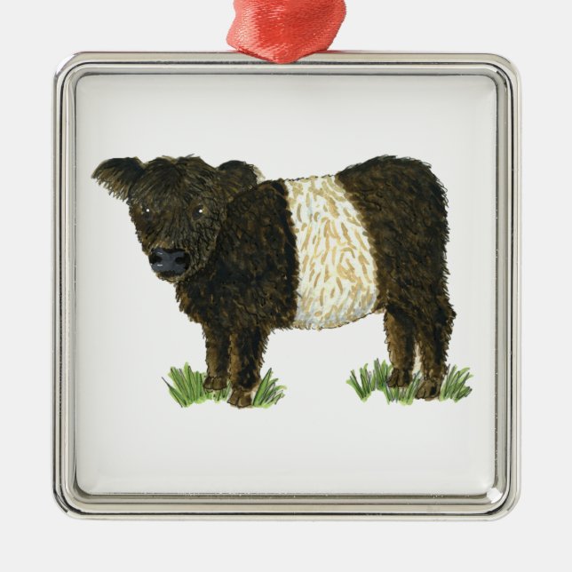 'Beltie' Belted Galloway Metal Tree Decoration (Front)