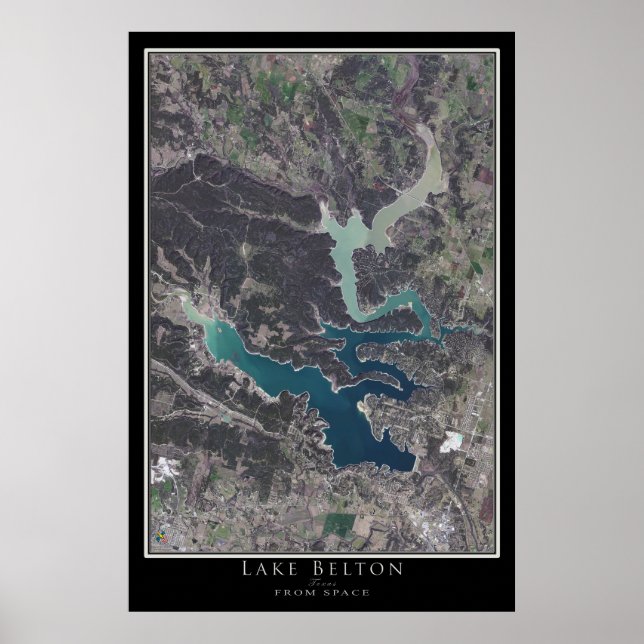 Belton Lake Texas Satellite Poster Map (Front)