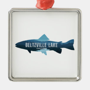 Beltzville Lake Pennsylvania Fish Metal Tree Decoration