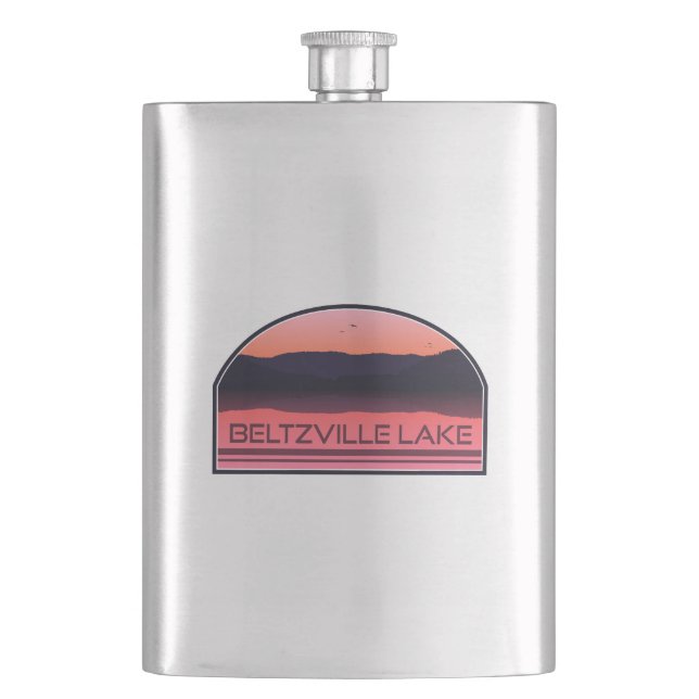 Beltzville Lake Pennsylvania Red Sunrise Hip Flask (Front)