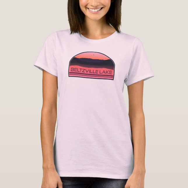 Beltzville Lake Pennsylvania Red Sunrise T-Shirt (Front)