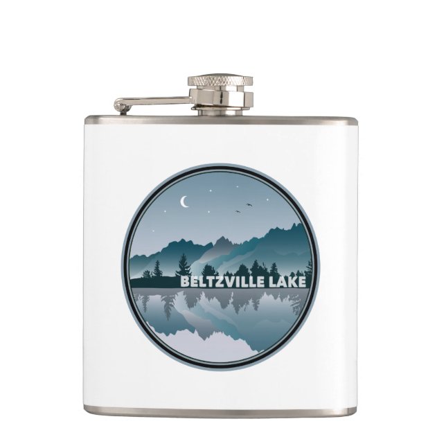 Beltzville Lake Pennsylvania Reflection Hip Flask (Front)