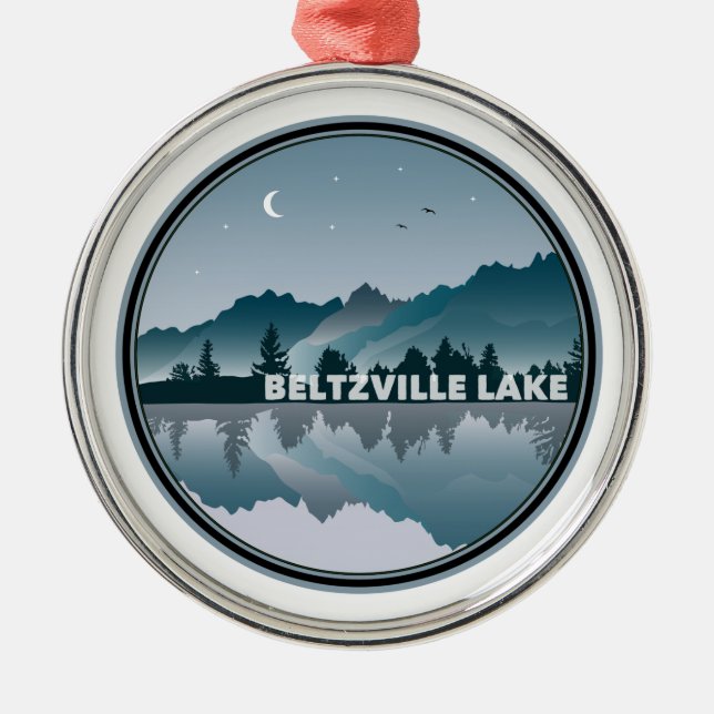 Beltzville Lake Pennsylvania Reflection Metal Tree Decoration (Front)