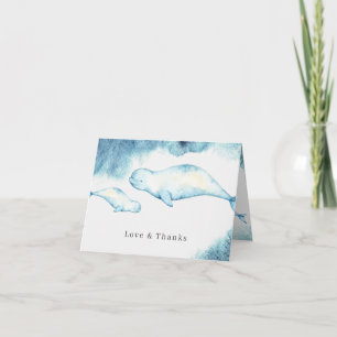 Beluga   Ocean Baby Shower Thank You Card