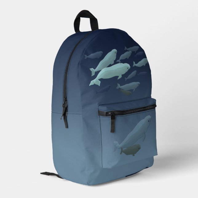 Beluga Whale Art Backpacks - Personalise (Back Corner Left)