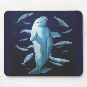 Beluga Whale Art Mousepad Whale Painting Decor