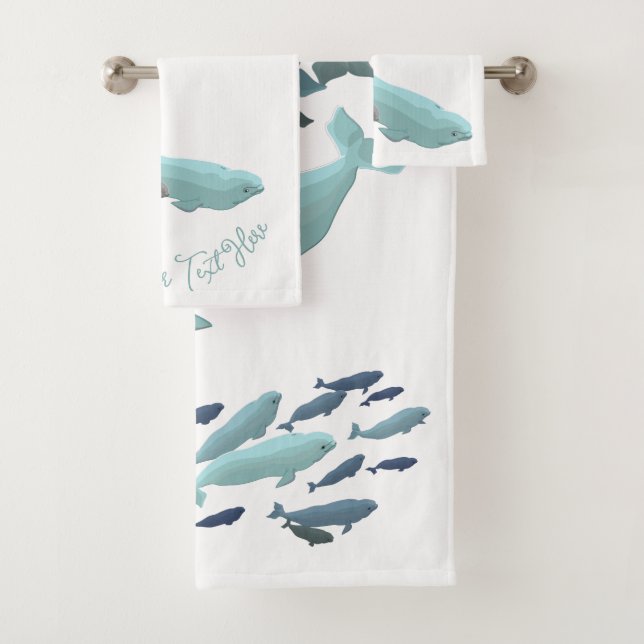 Beluga Whale Bath Set Whales Bathroom Towels (Insitu)