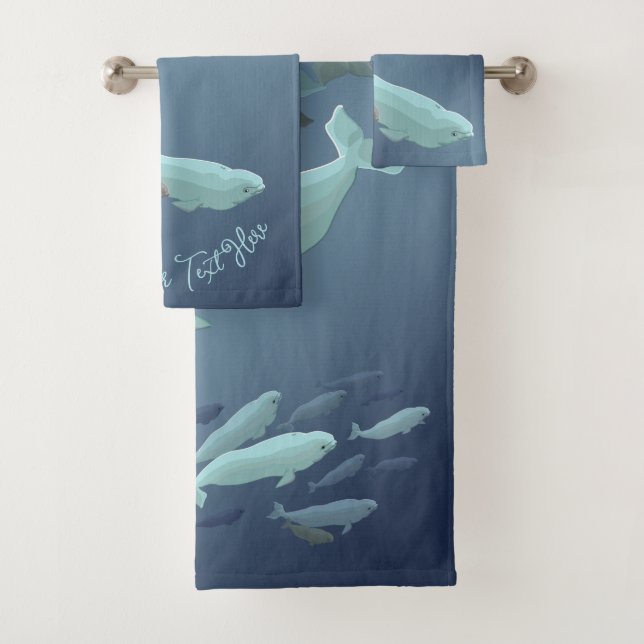 Beluga Whale Bath Set Whales Bathroom Towels (Insitu)